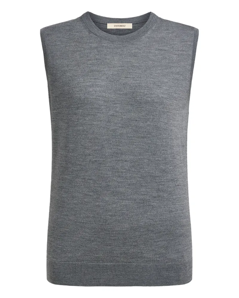12 STOREEZ Klassischer Pullunder - Grau Grau