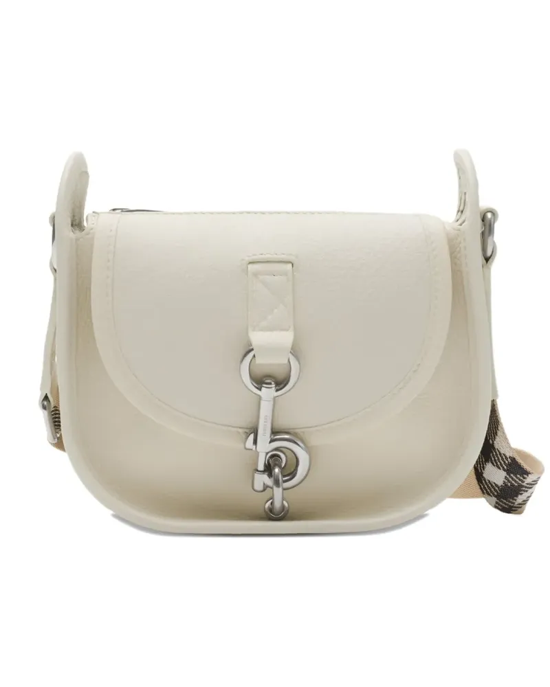 Burberry Mini B Clip Umhängetasche mit kariertem Riemen - Weiß Weiß
