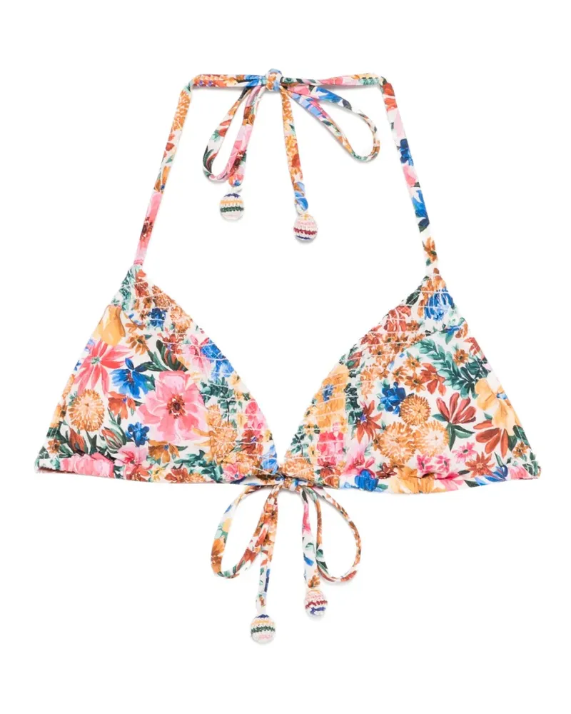 FARM Rio floral triangle bikini top - Weiß Weiß