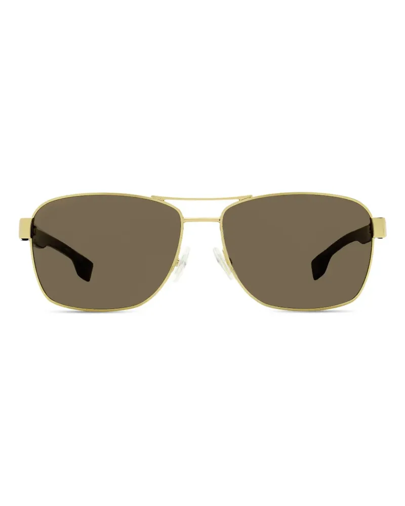 HUGO BOSS Eckige Brille mit Metallgestell - Gold Gold