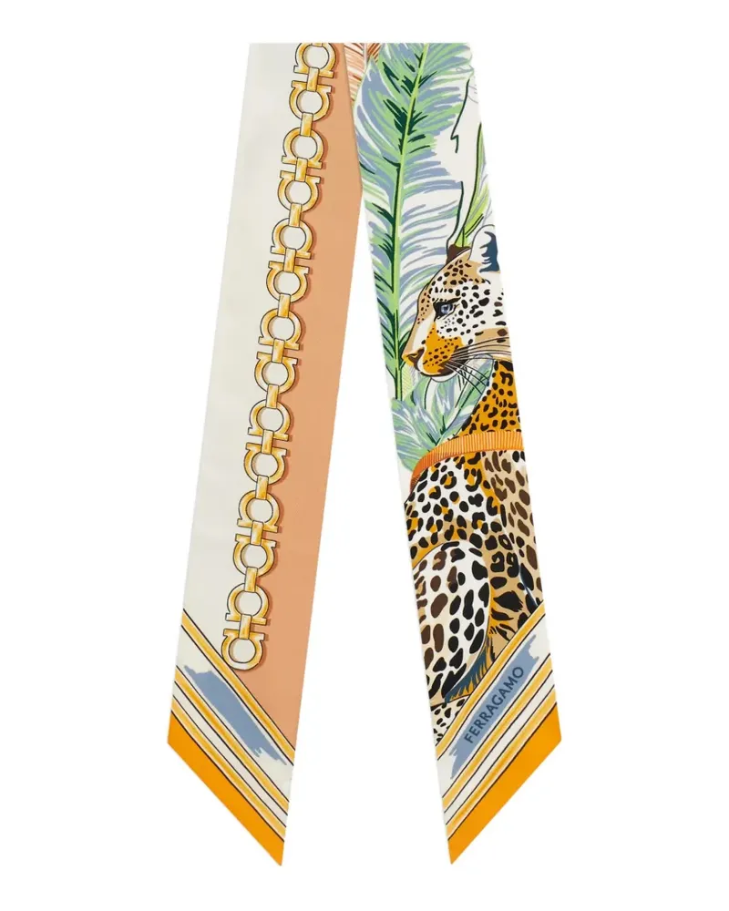 Ferragamo Felindra Bandeau-Schal mit Leoparden-Print - Nude Nude