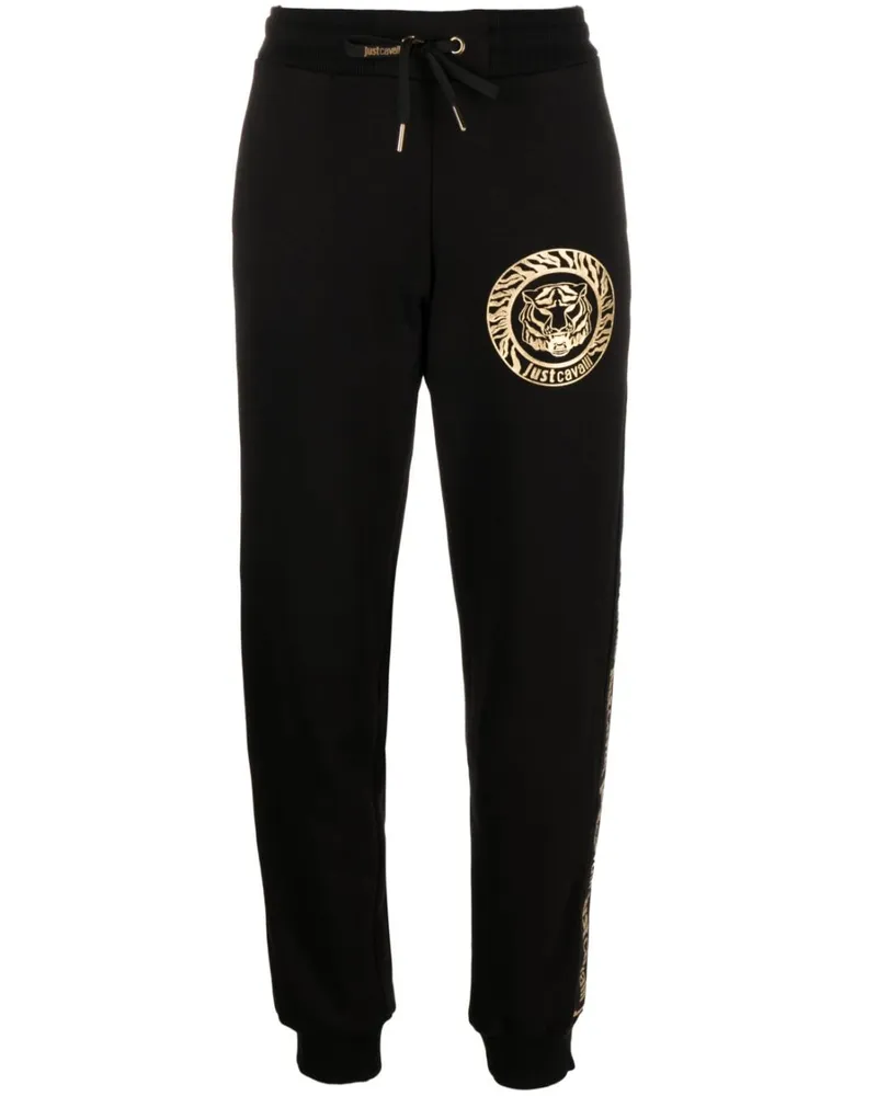 Just Cavalli Tapered-Jogginghose mit Logo-Print Schwarz