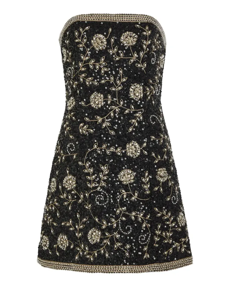 Alice + Olivia sequin-embellished floral-embroidered dress - Schwarz Schwarz