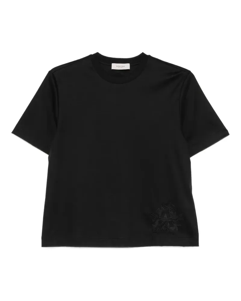 AGNONA T-Shirt mit Stickerei - Schwarz Schwarz
