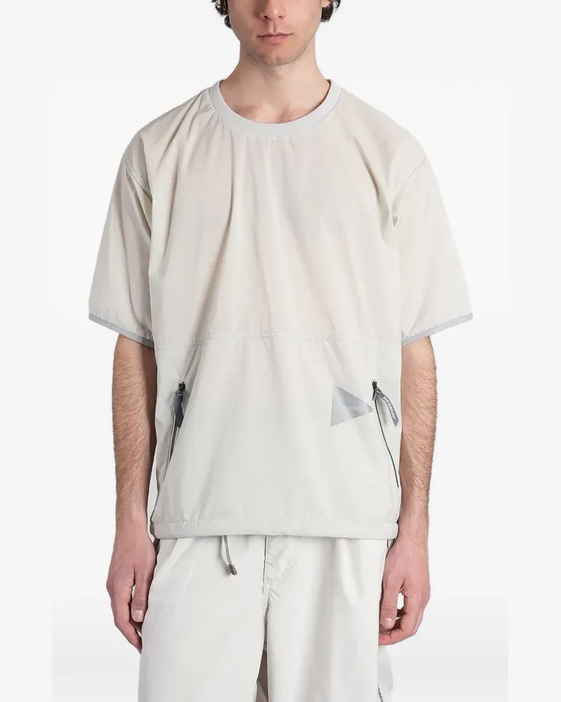 and wander Pertex Quantum Air logo-print zip-pocket T-shirt - Nude Nude