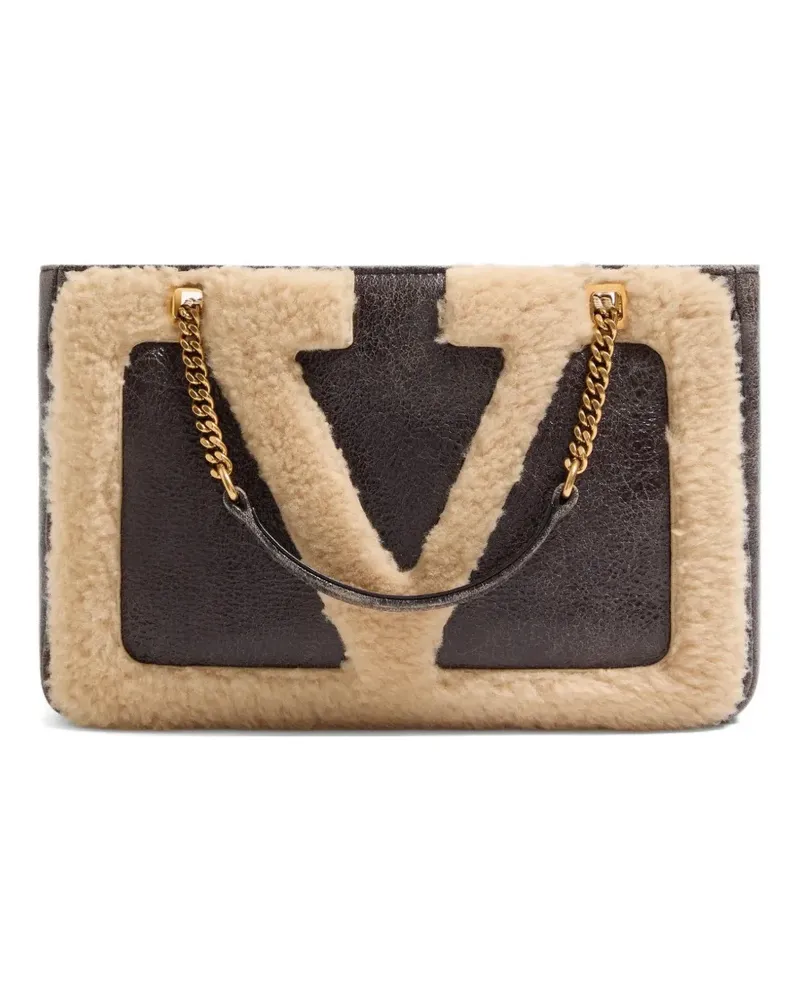 Valentino Garavani Kleiner Viva Superstar Tote Bag aus Shearling - Braun Braun