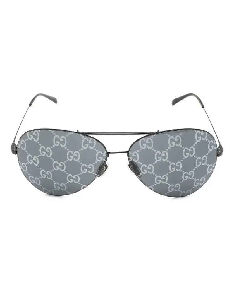 Gucci Pilotenbrille mit Monogramm-Print - Schwarz Schwarz