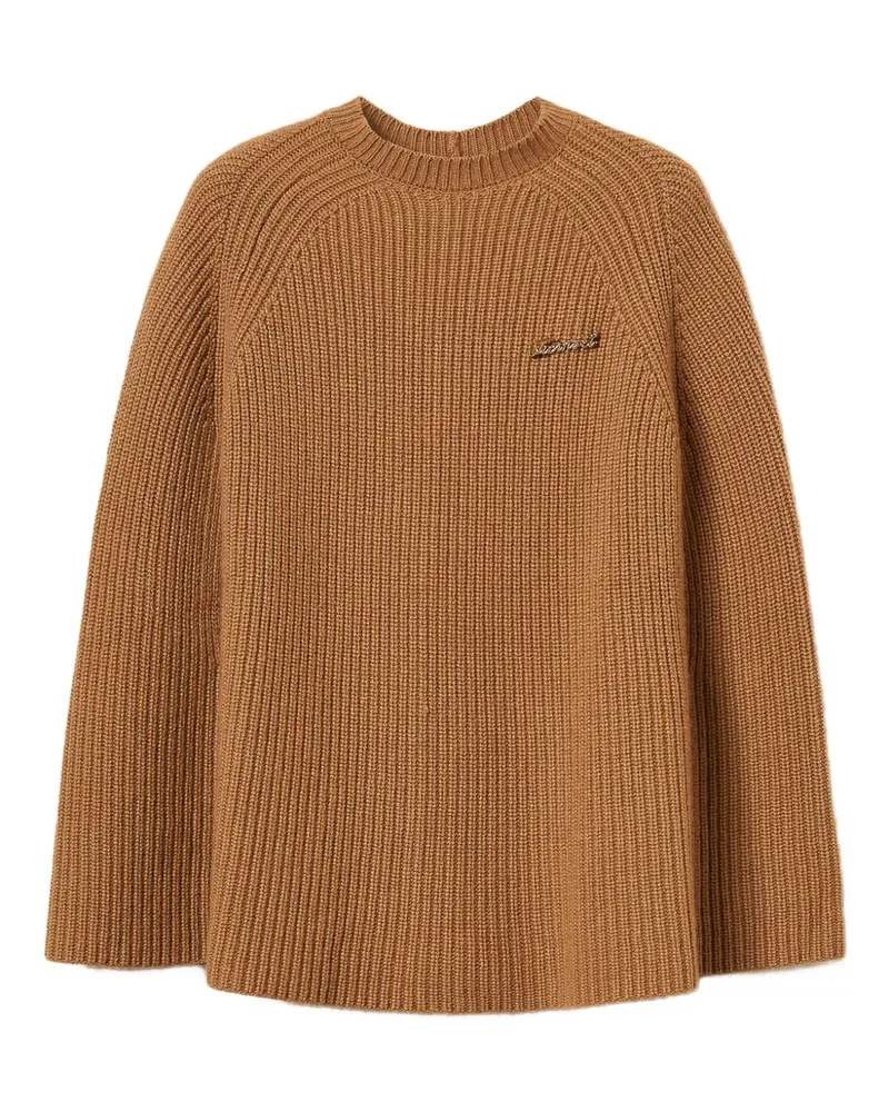 Twin-Set Geripptes Cape mit Schmucksteinen - Braun Braun