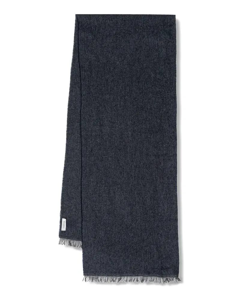 Lanvin logo-embroidered frayed scarf - Grau Grau