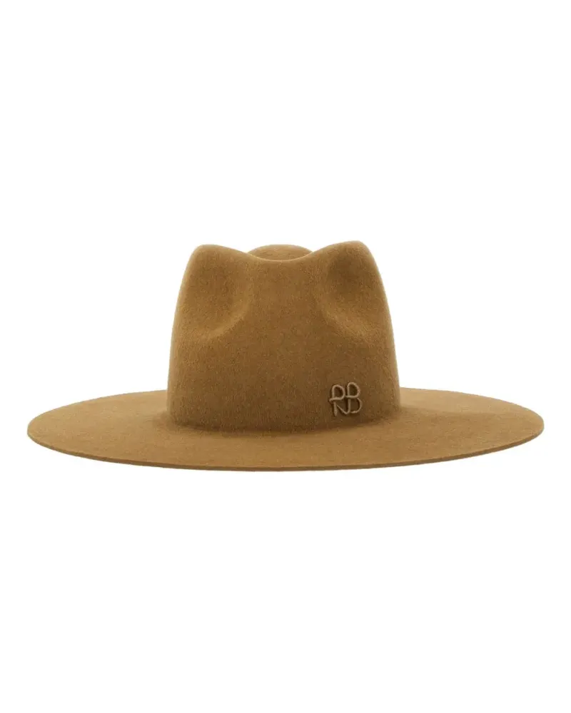 RUSLAN BAGINSKIY logo-detail felt fedora hat - Braun Braun