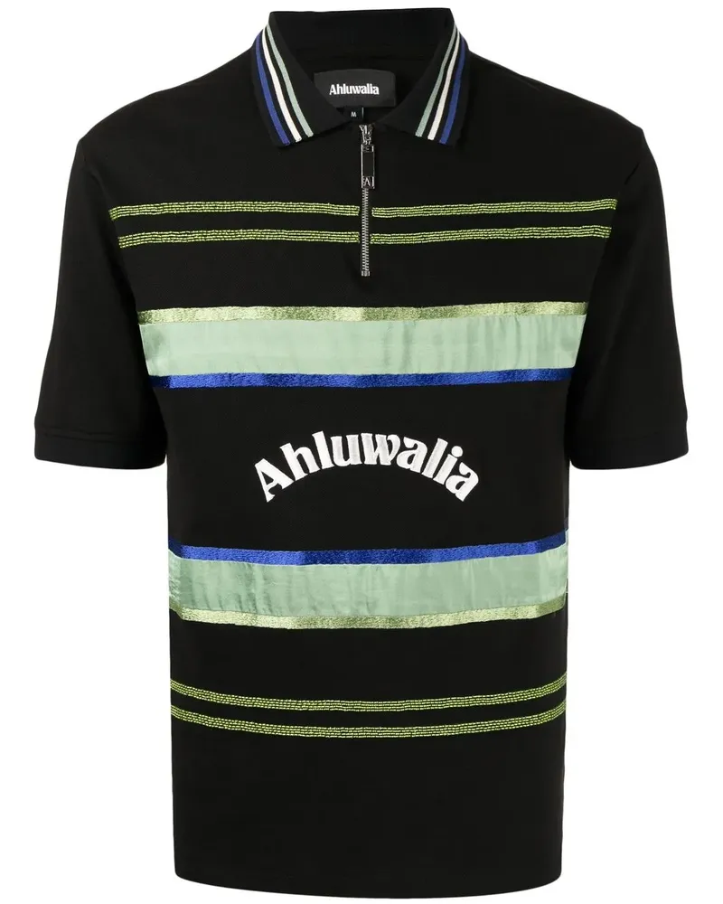 AHLUWALIA Poloshirt mit Reißverschluss - Schwarz Schwarz