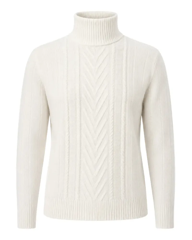 Paolo Pecora Milano Rollkragenpullover mit Zopfmuster - Weiß Weiß