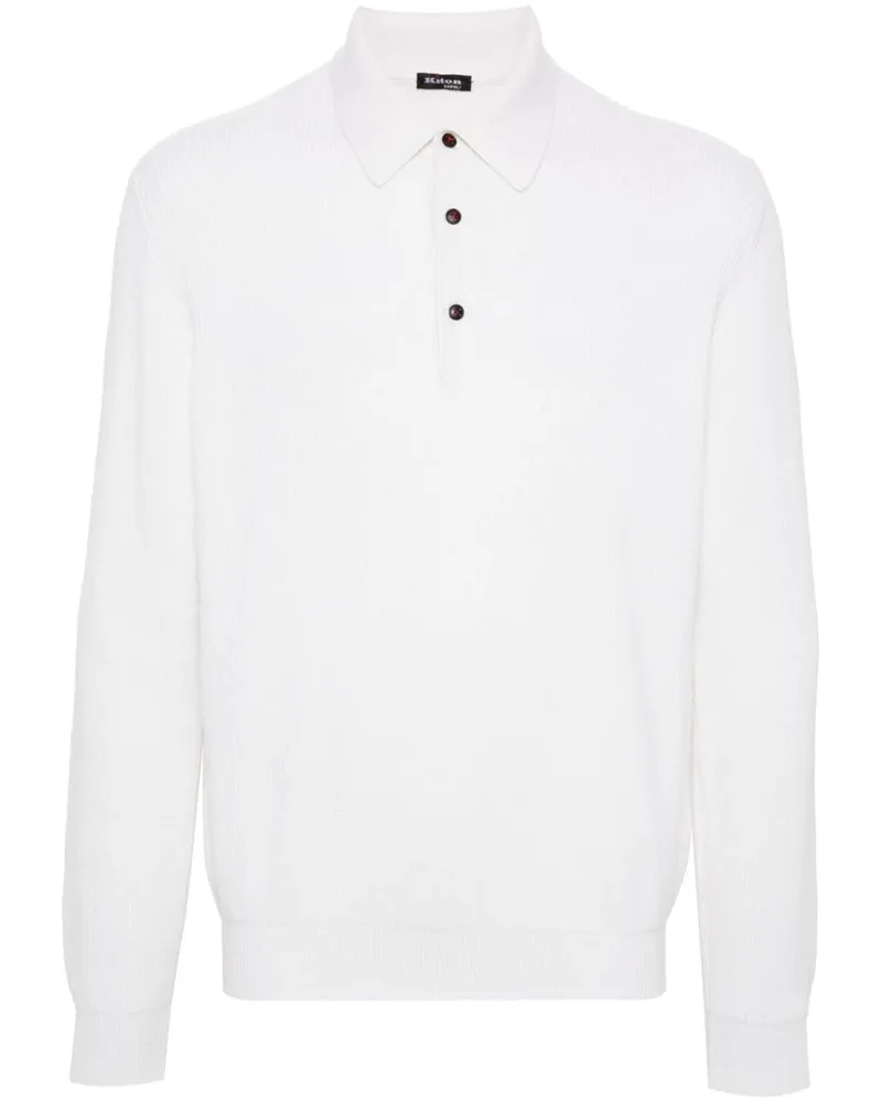 Kiton Gestricktes Poloshirt - Weiß Weiß