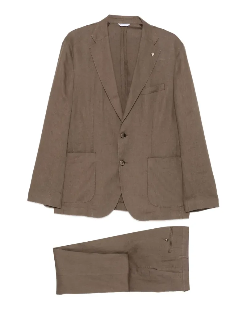 Manuel Ritz single-breasted patch-pocket suit - Braun Braun