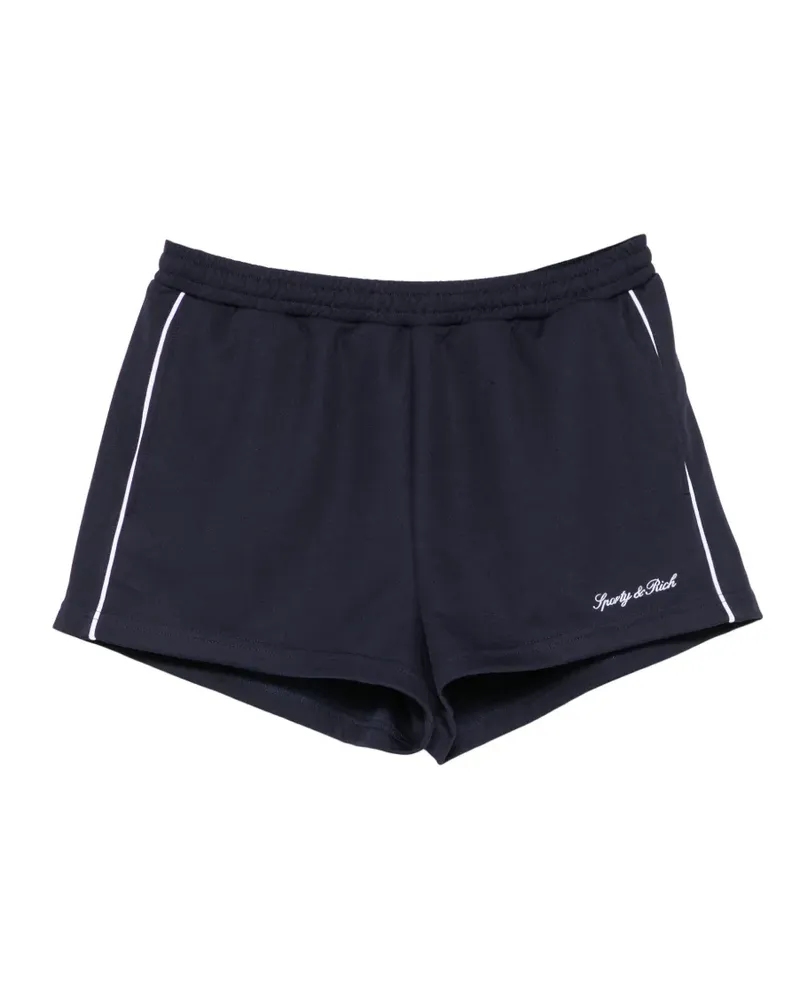 SPORTY & RICH logo-embroidered piping-detail shorts - Blau Blau