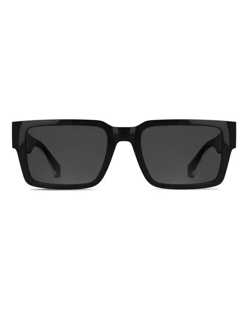Lacoste Eckige Sonnenbrille mit Logo-Schild - Schwarz Schwarz