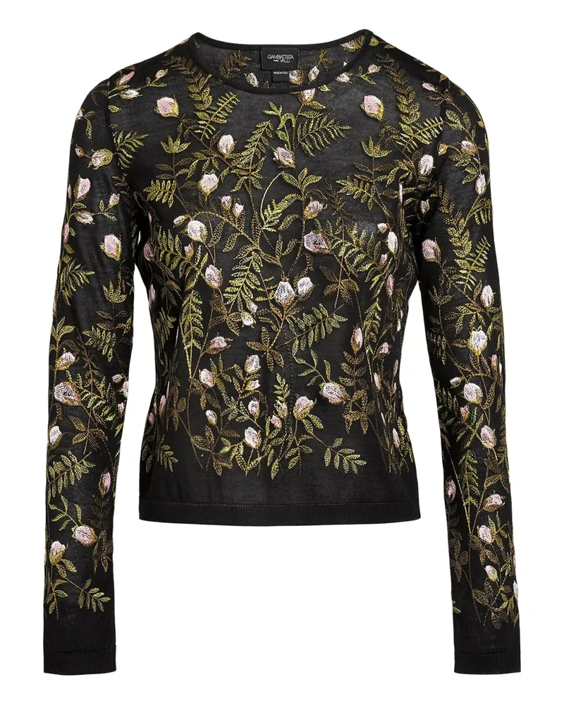 Giambattista Valli Oberteil mit Blumenstickerei - Schwarz Schwarz