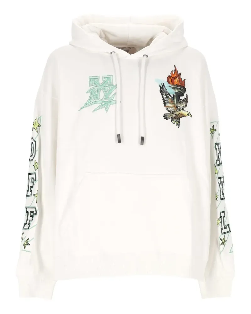 OFF-WHITE graphic-print drawstring hoodie - Weiß Weiß