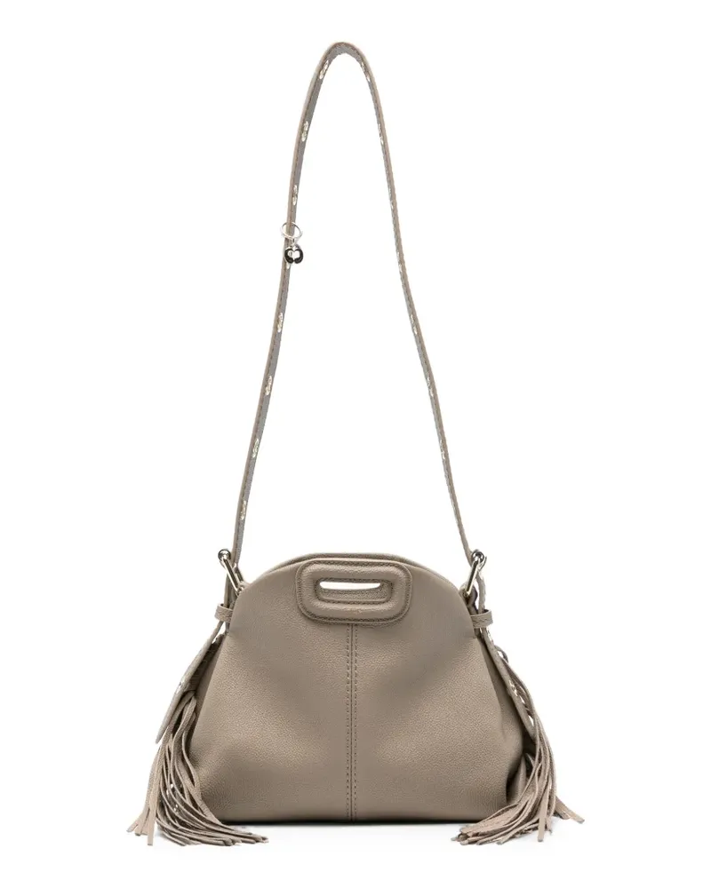 Maje mini Miss M fringed grained-leather shoulder bag - Nude Nude