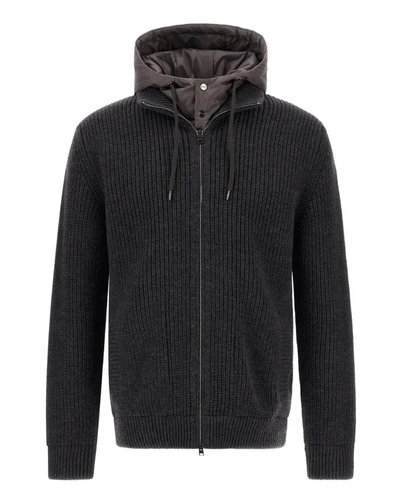Herno Gerippter Cardigan mit Reißverschluss - Grau Grau