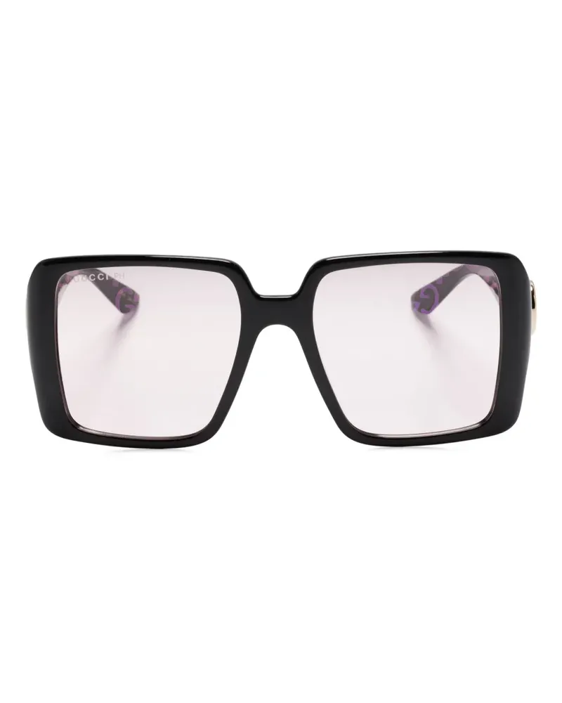 Gucci Sonnenbrille mit eckigem Gestell - Schwarz Schwarz
