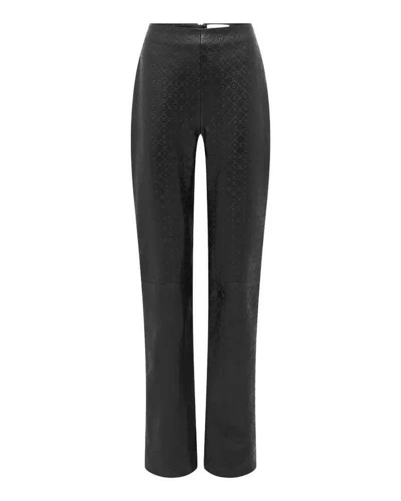 Marine Serre Hose aus Satin-Leder - Schwarz Schwarz