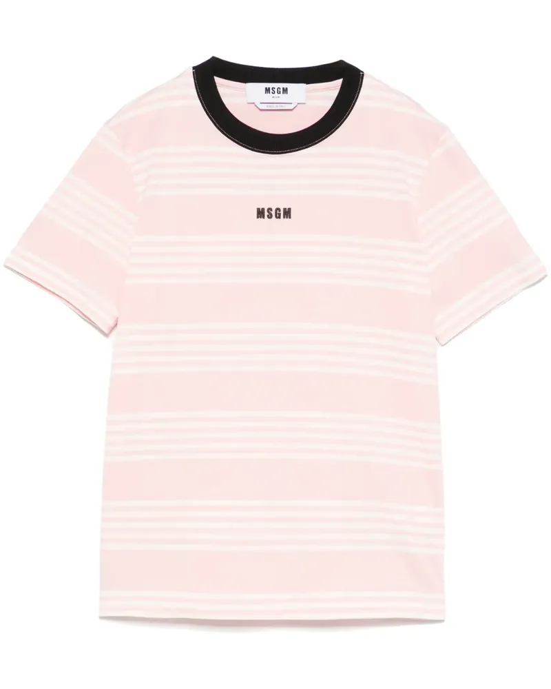 MSGM Gestreiftes T-Shirt - Rosa Rosa