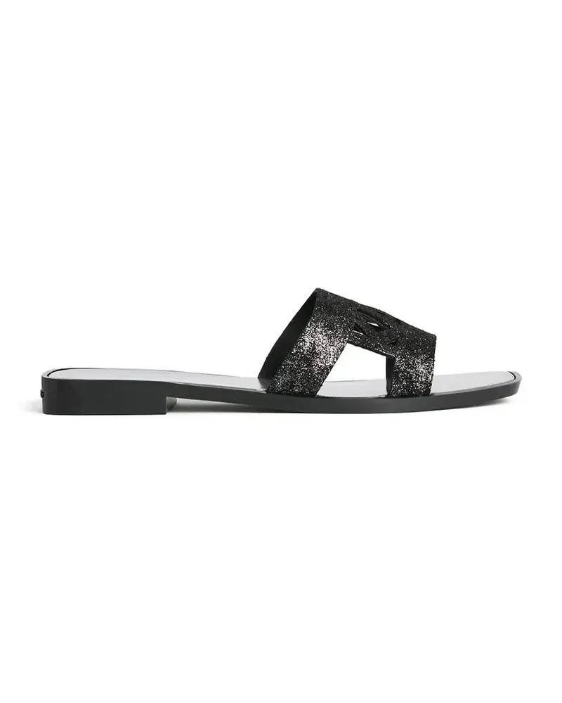 Karl Lagerfeld glitter-effect cut-out slides - Schwarz Schwarz
