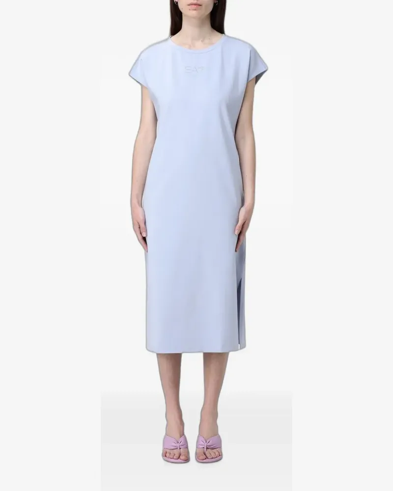 EA7 rhinestone-logo midi T-shirt dress - Blau Blau