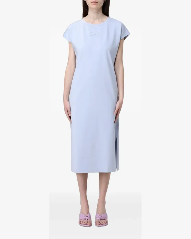 EA7 rhinestone-logo midi T-shirt dress - Blau Blau