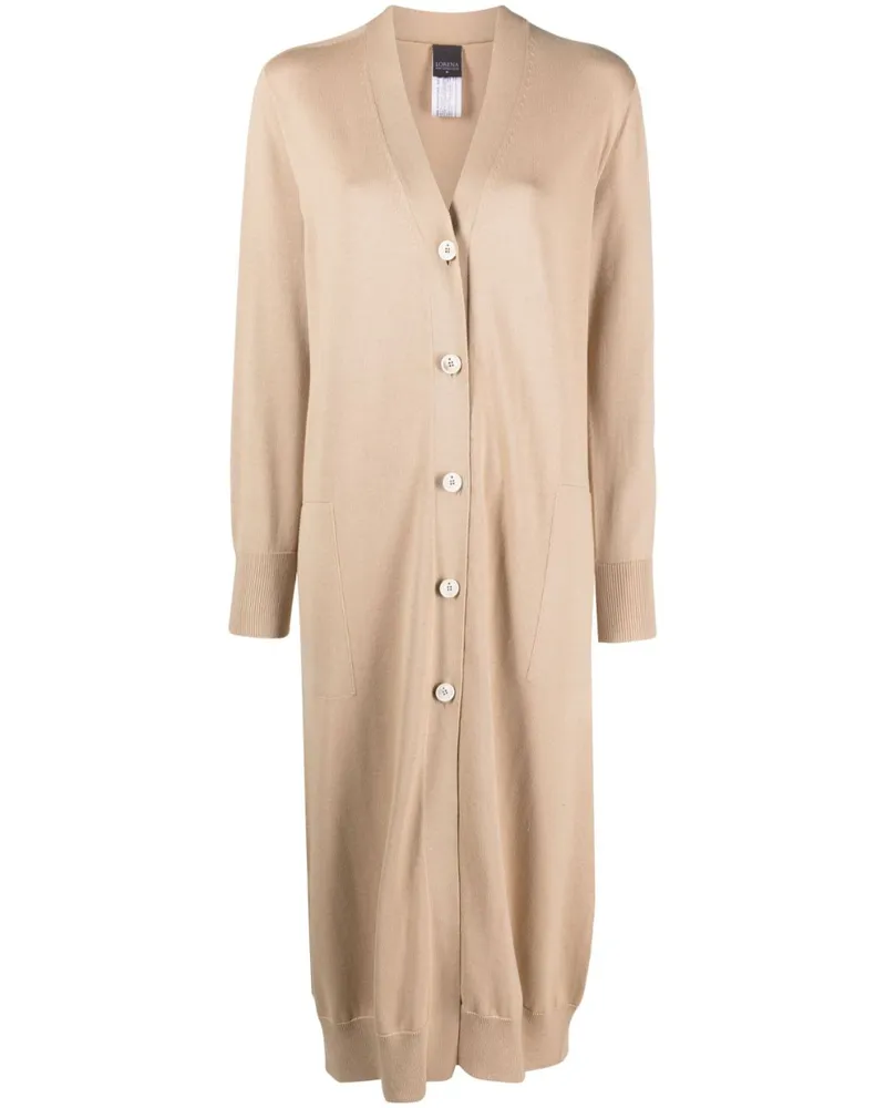 Lorena Antoniazzi Langer Cardigan mit V-Ausschnitt - Nude Nude