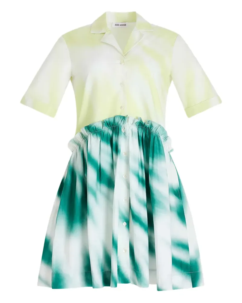 Rosie Assoulin Mini-Hemdkleid aus Popeline mit Batikmuster - Grün Grün
