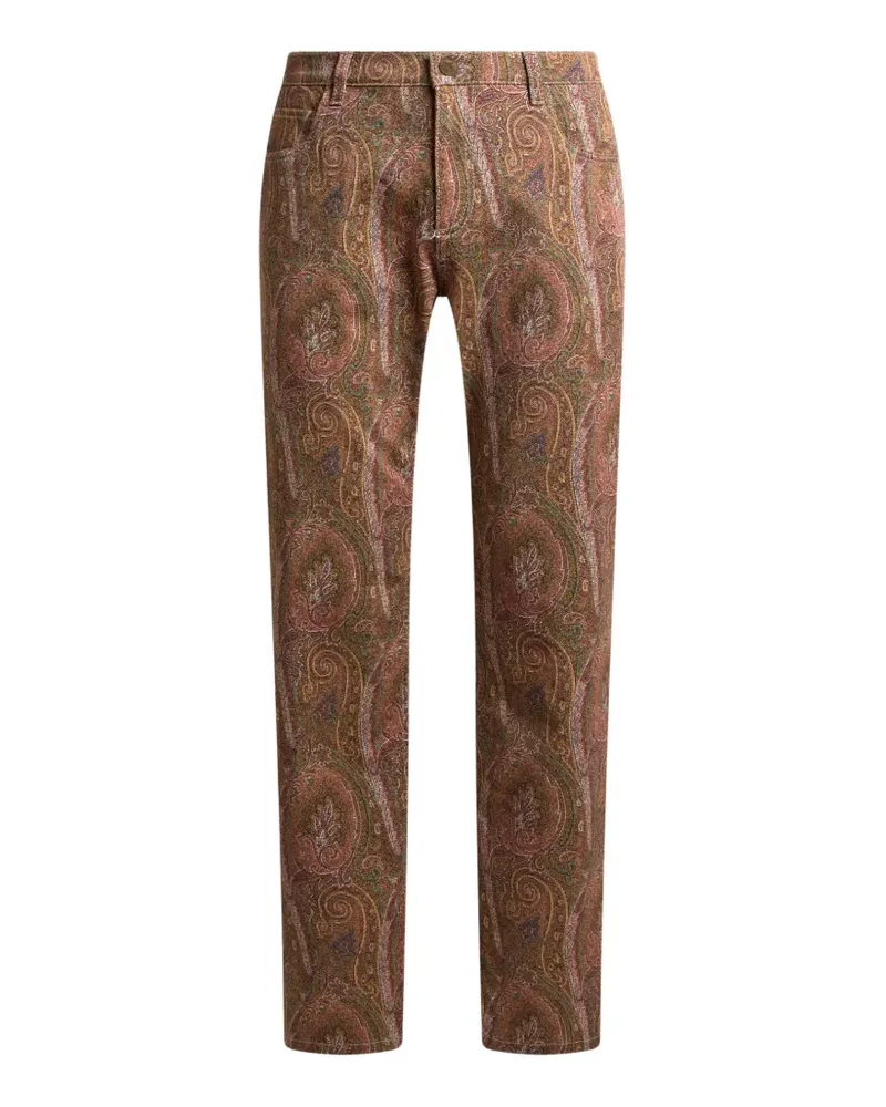 Etro straight-leg cotton denim jeans with Arnica motif - Braun Braun