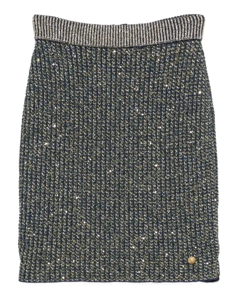 Balmain sequin-embellished glitter-effect midi skirt - Blau Blau