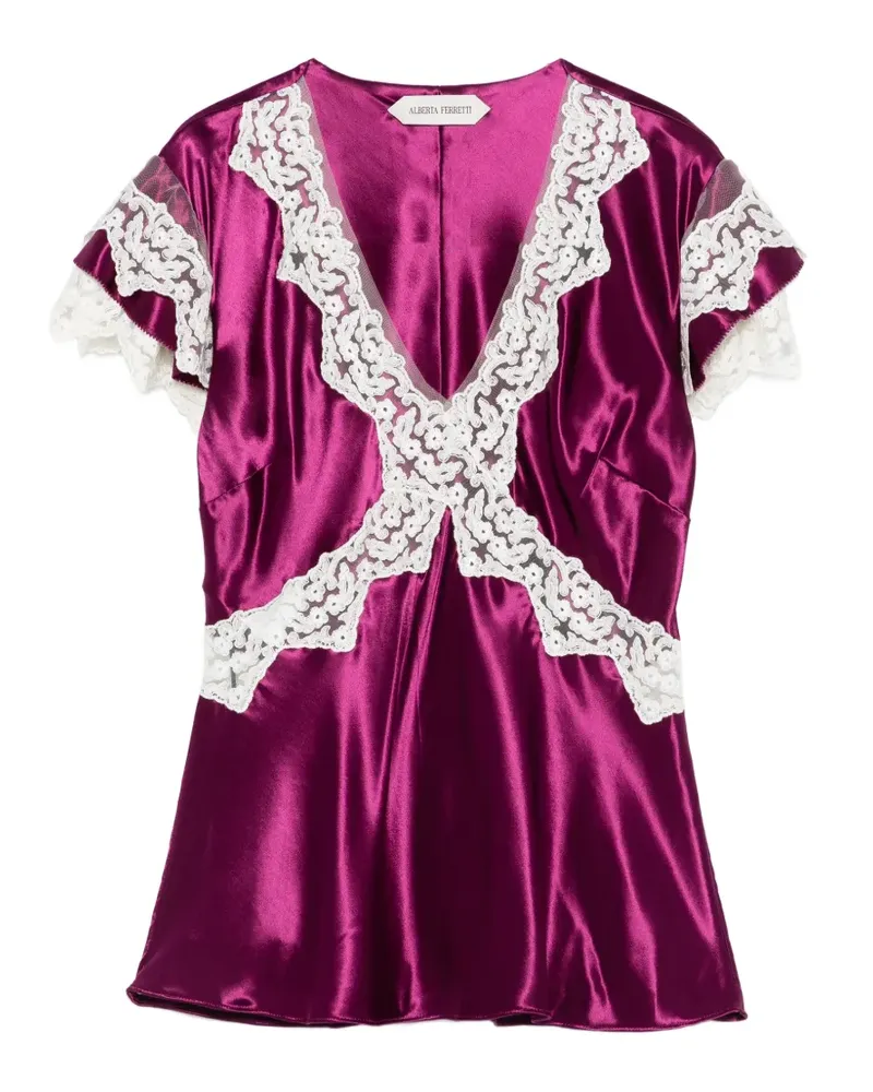 Alberta Ferretti Spitzenoberteil mit V-Ausschnitt - Violett Violett