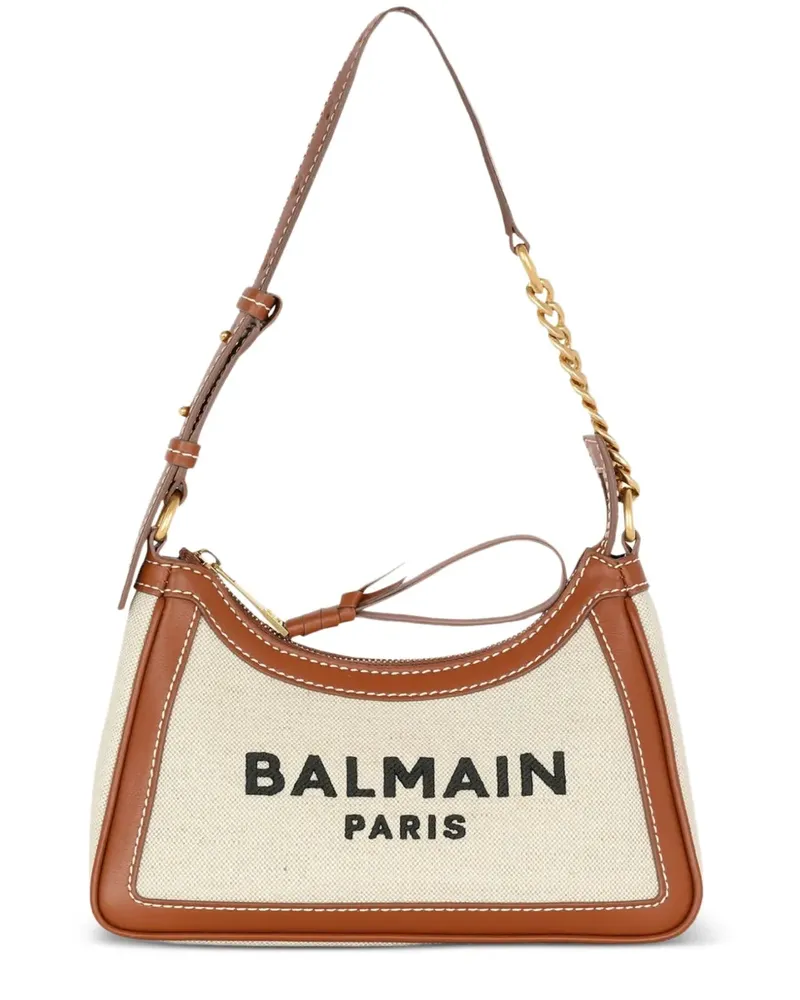 Balmain Kleine B-Army Schultertasche mit Stickerei - Nude Nude