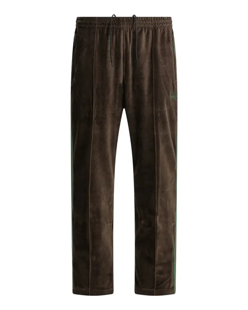NEEDLES logo-detail velvet track pants - Braun Braun