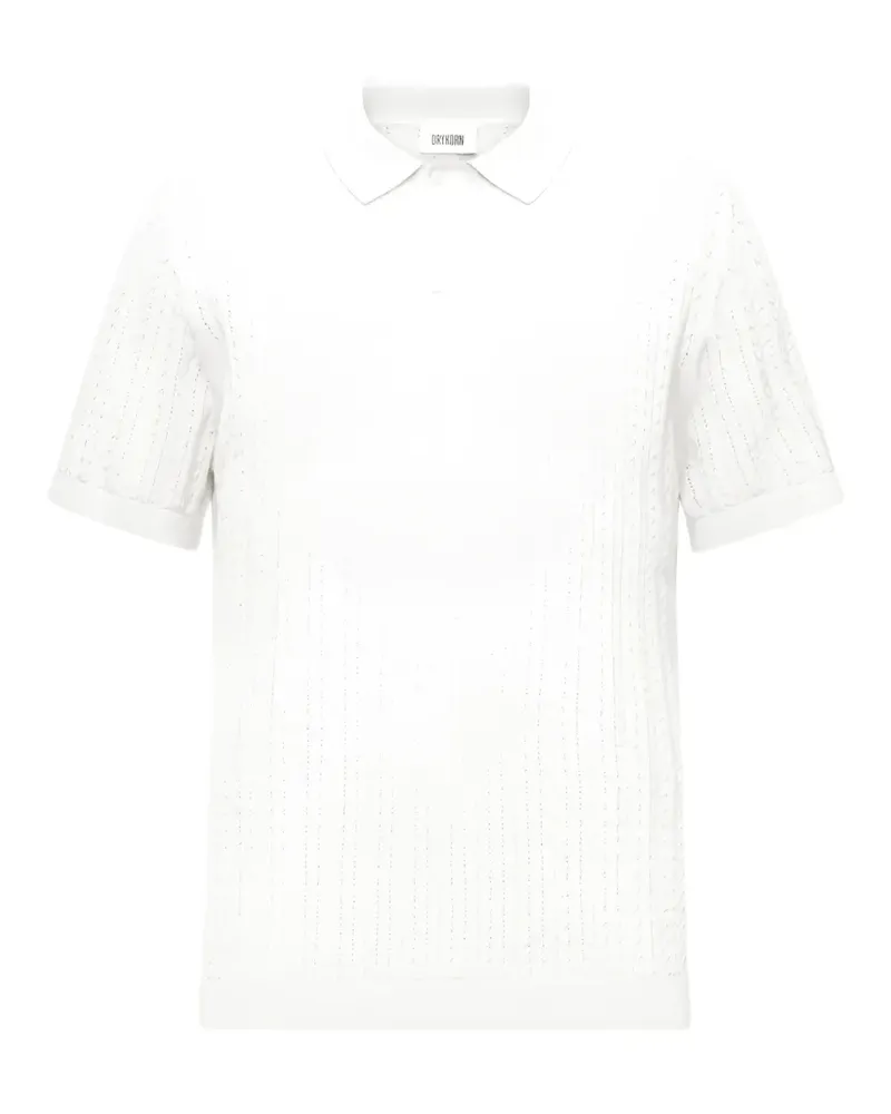 Drykorn Triton Poloshirt mit Zopfmuster - Weiß Weiß