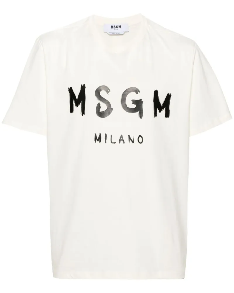 MSGM T-Shirt mit Logo-Print - Weiß Weiß