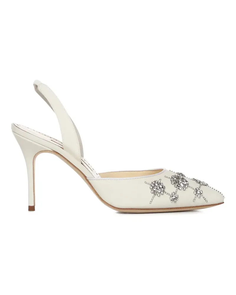 Manolo Blahnik Ralyne crystal-embellished slingback pumps - Weiß Weiß