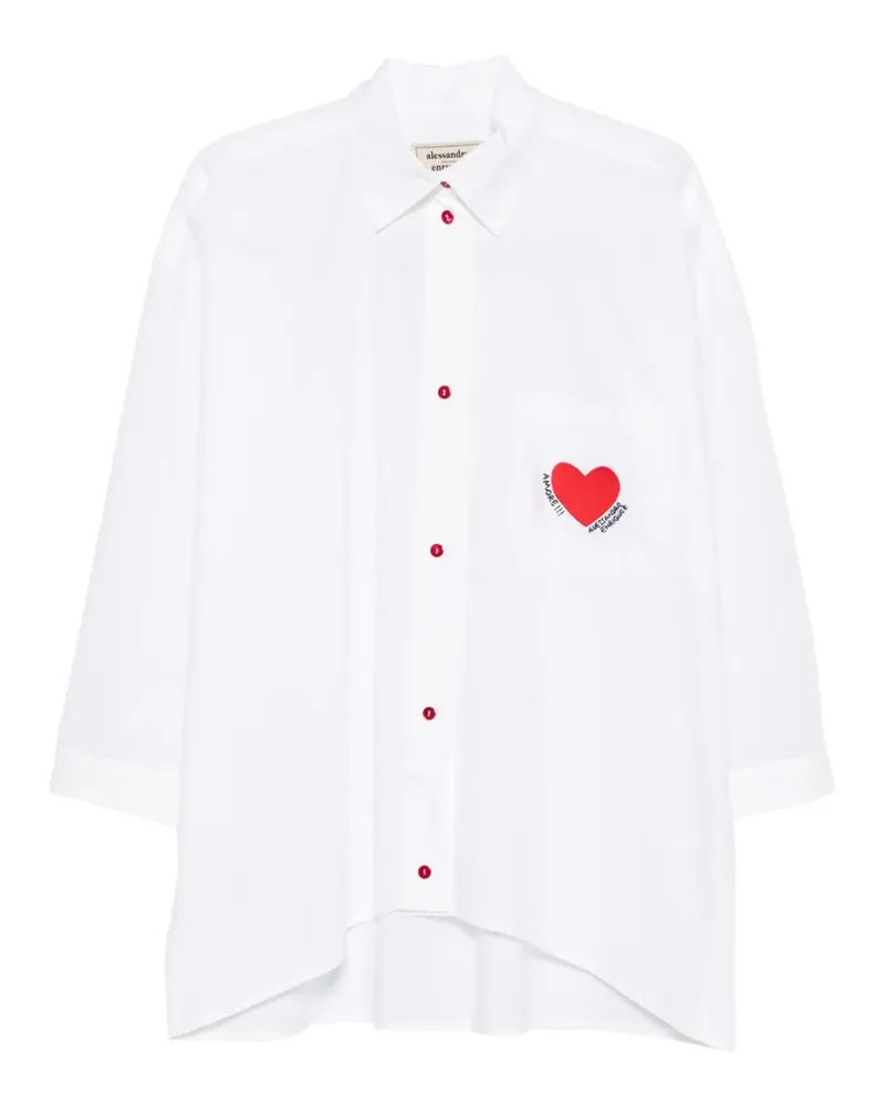Alessandro Enriquez heart-embroidered shirt - Weiß Weiß