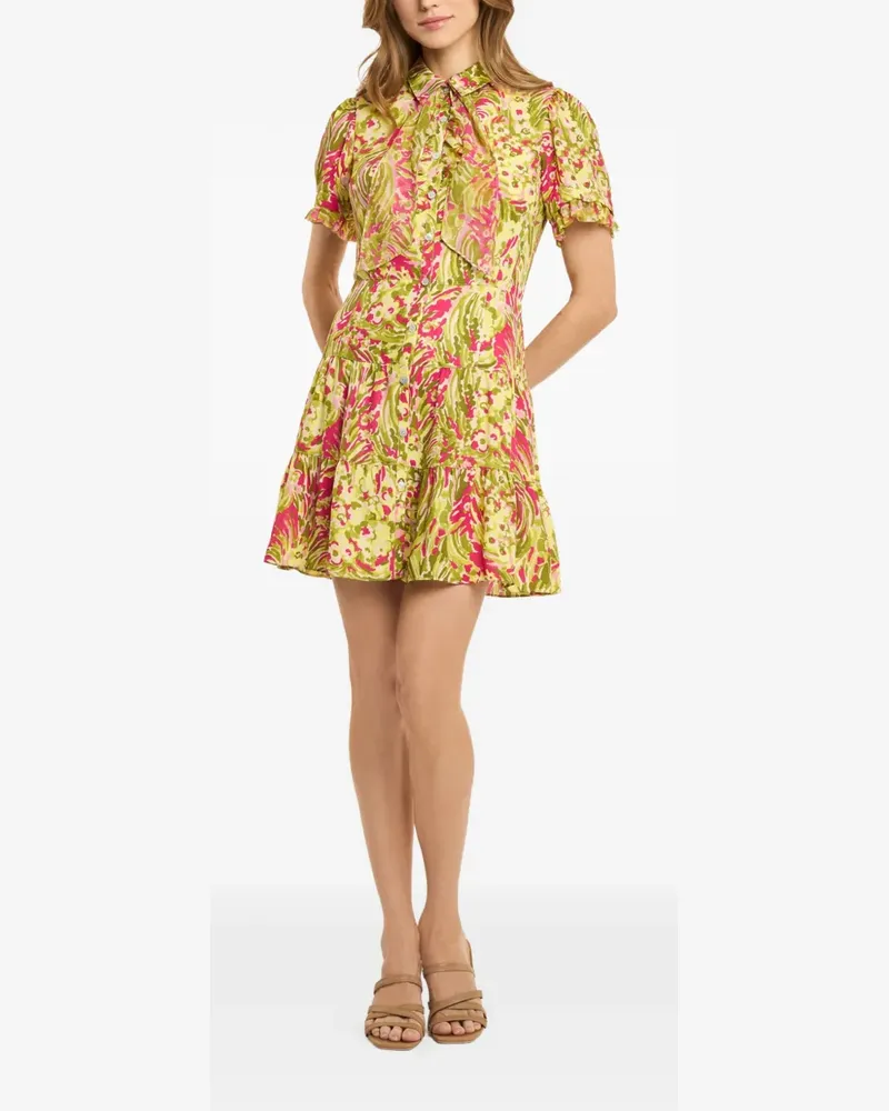 Cinq à Sept Gestuftes Kleid mit Blumenprint - Rosa Rosa