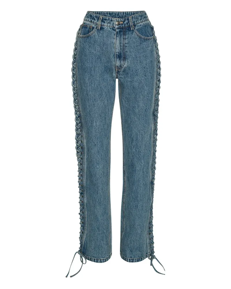 ROTATE Birger Christensen Straight-Leg-Jeans mit Spitze - Blau Blau