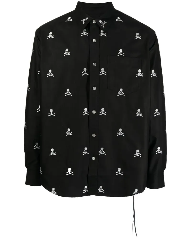 Mastermind World Hemd mit Totenkopf-Stickerei - Schwarz Schwarz