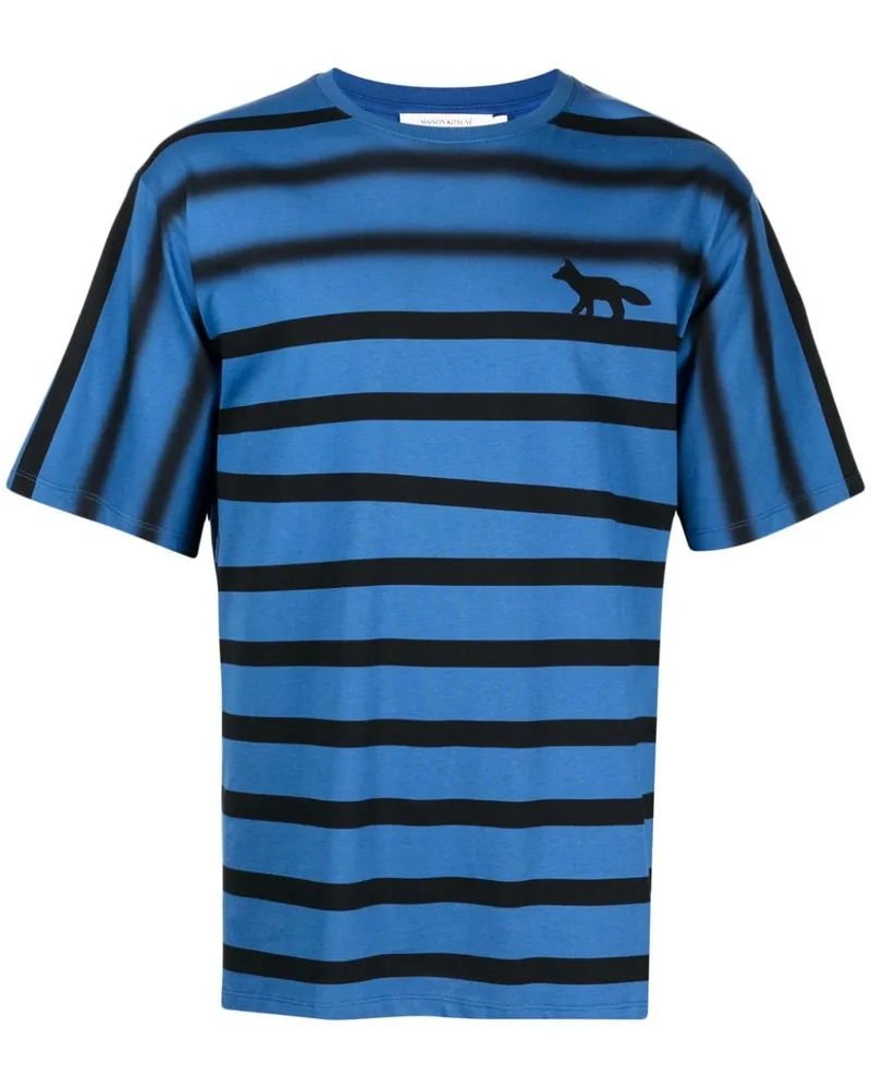 Kitsuné T-Shirt mit ausgeblichenem Effekt Blau