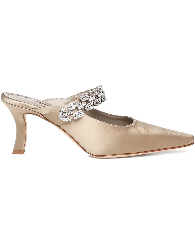 Manolo Blahnik Pumps mit Kristallen - Nude Nude