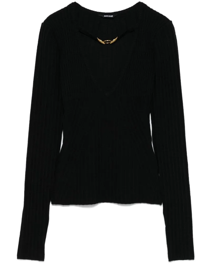 Just Cavalli Gerippter Strickpullover - Schwarz Schwarz