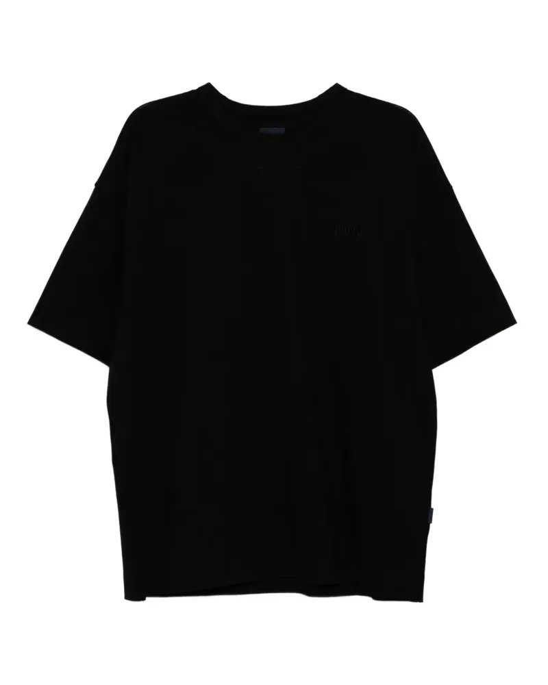 JUUN.J logo-embroidered dropped-shoulder T-shirt - Schwarz Schwarz