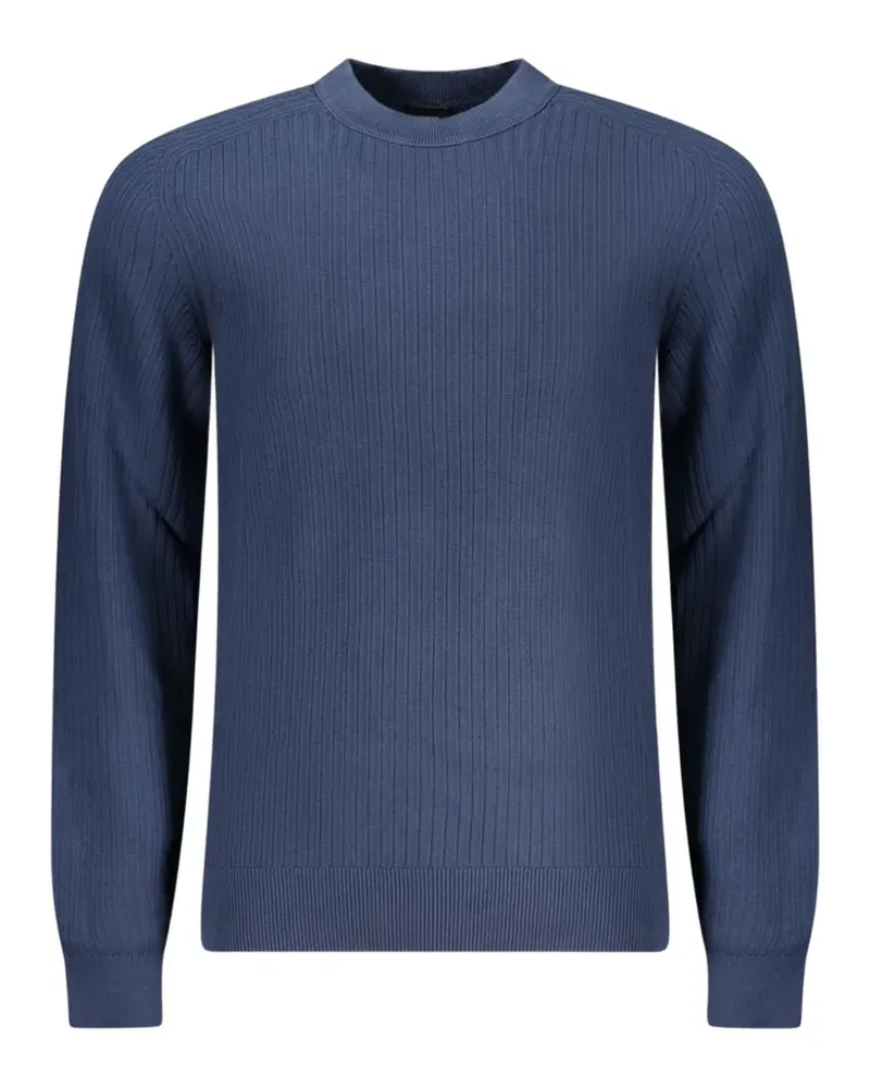 HUGO BOSS Gerippter Strickpullover - Blau Blau