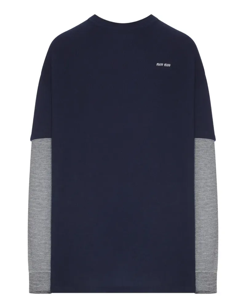 Miu Miu layered striped-sleeve sweater - Blau Blau